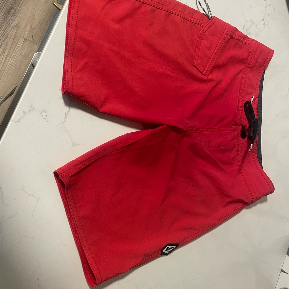 Volcom Red Athletic Shorts with Drawstring Waist